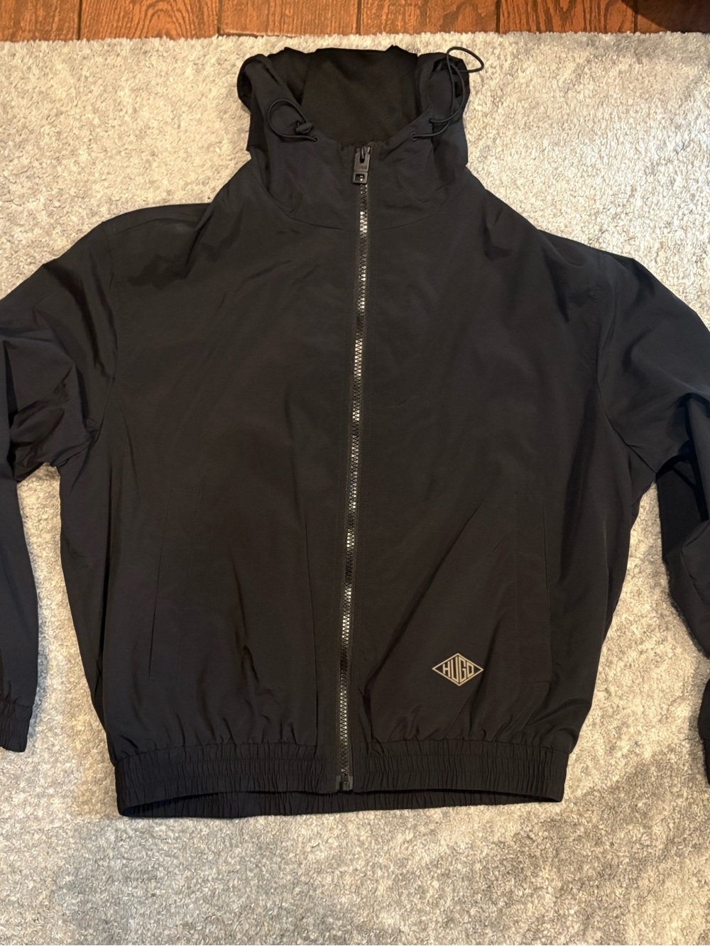 HUGO Black Lightweight Hooded Jacket